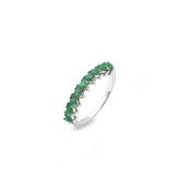 Silver Eternal Ring, White Rhodium, Natural Green Agate  + Give Joy Gift